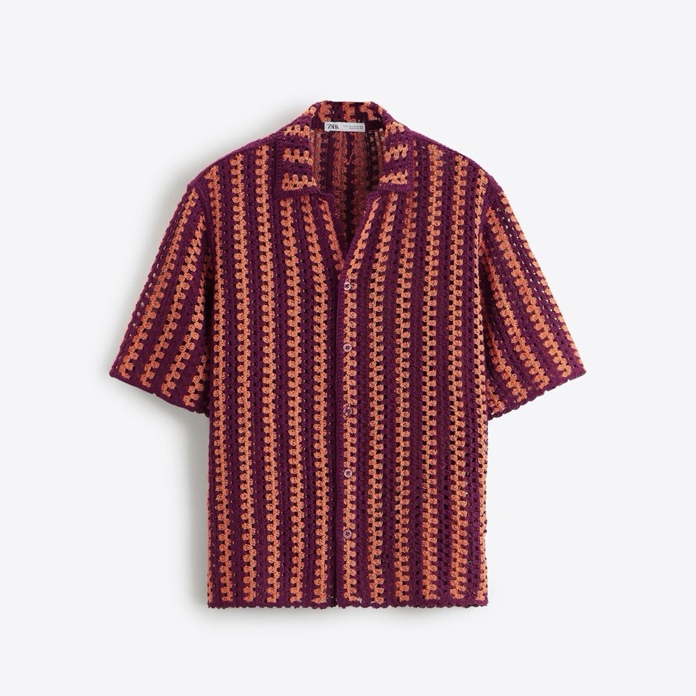 Zara Men's Casual Shirt in Purple and Orange